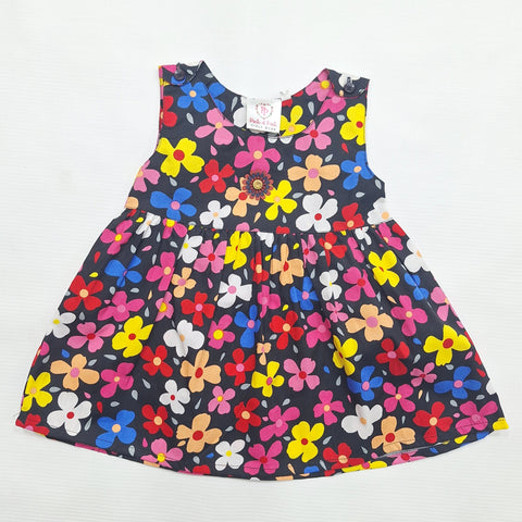 Pink & Pink - Frock - Black - Flowers - 01