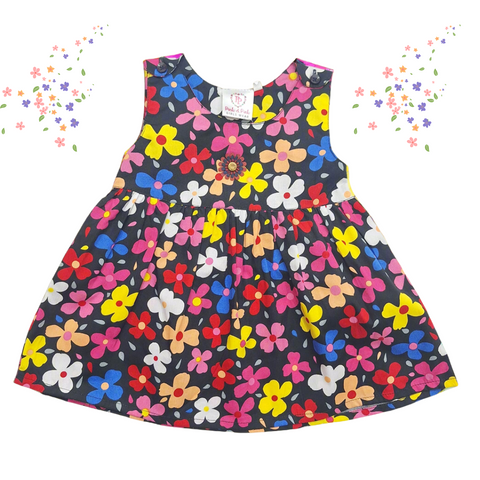 Pink & Pink - Frock - Black - Flowers - 01
